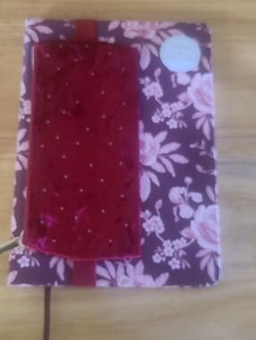 Eccolo Pink Floral Hardcover Notebook with Red Velvet Pouch